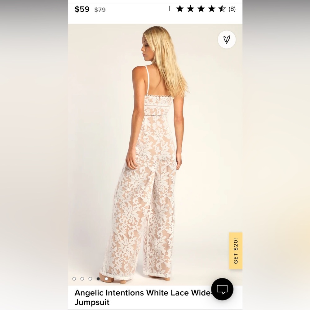 Angelic Intentions White Lace Wide-Leg Jumpsuit - Picture 3 of 5